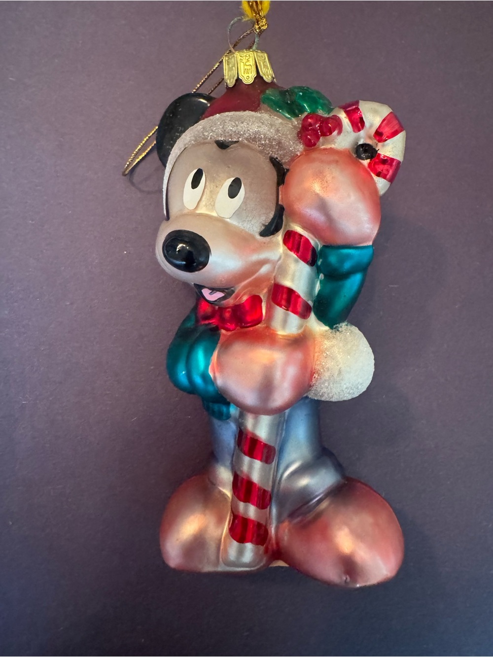 vintage 2000 Disney Mickey Mouse blown glass ornament.